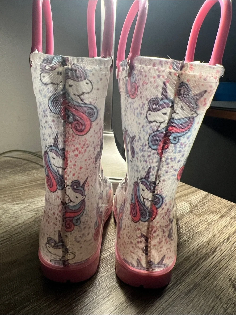 Girls' Unicorn Rain Boots in Pink & White